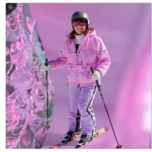 Pink Women's Ski & Snow Jacket Stars On Sleeves